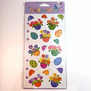 Vintage 90s Floral Easter Egg Stickers Stickopotamus Hatching Flowers Scrapbook